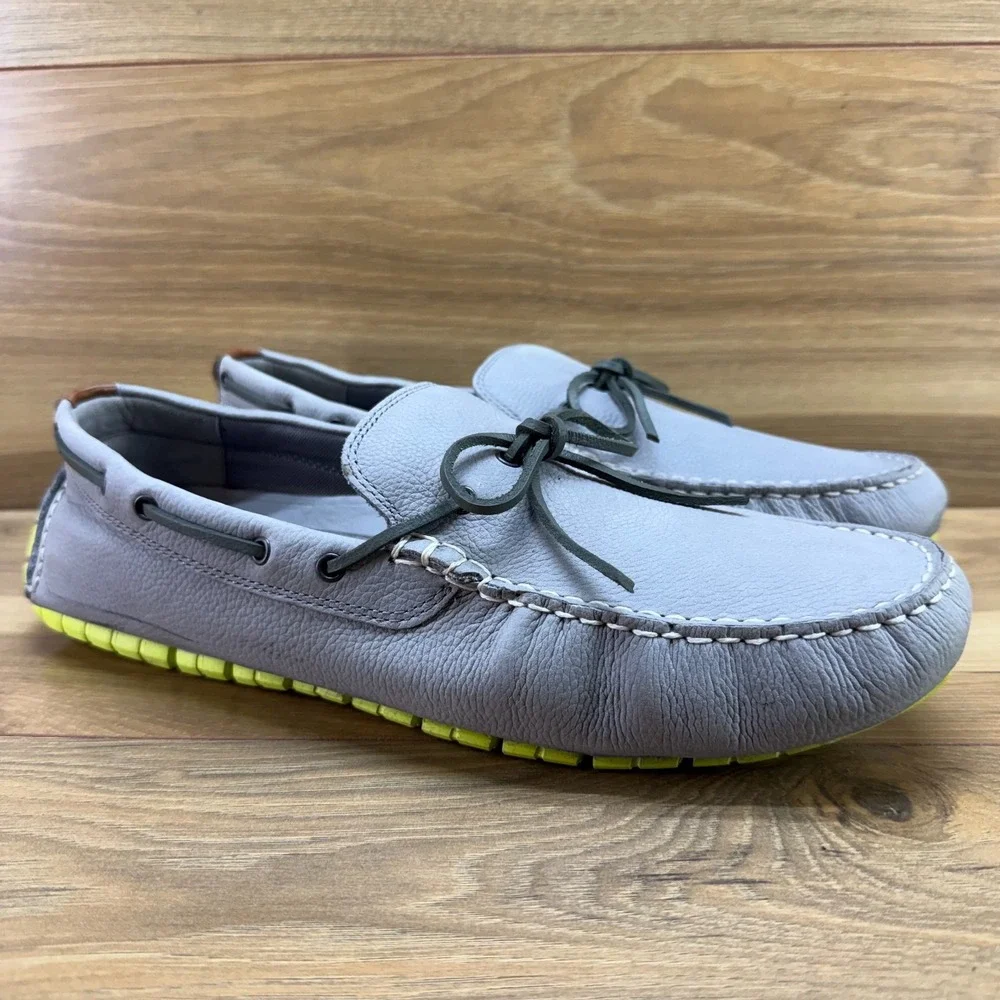 Cole Haan Zero Grand Driving Loafers Mens 10 M Gray Nubuck Leather Moc Toe Light
